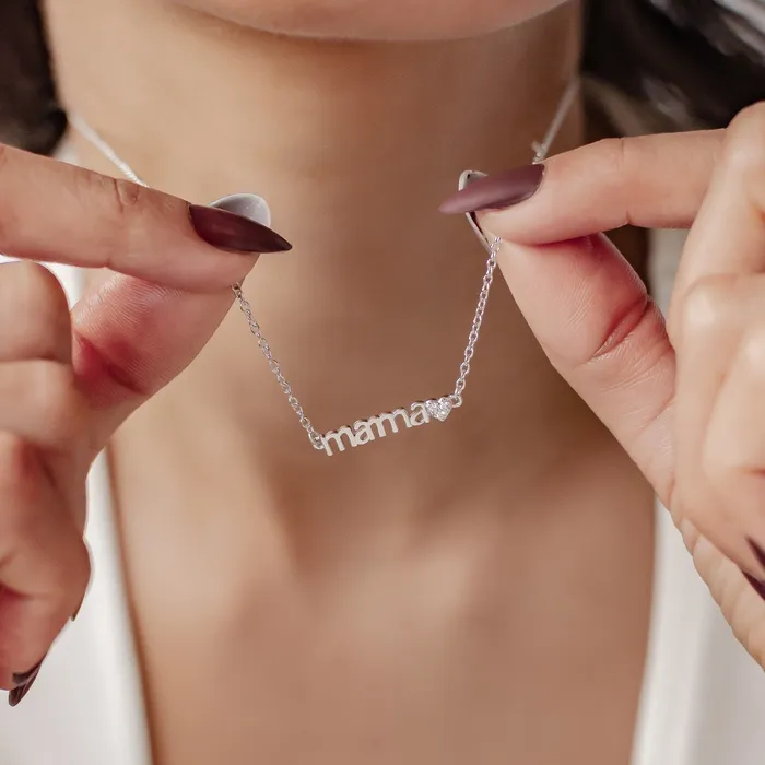 Necklaces Hey Happiness Love Mama Necklace Sterling Silver Necklaces Hey Happiness Love Mama Necklace Sterling Silver