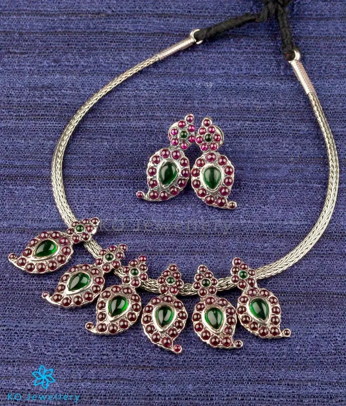 Necklaces Silversmith The Suvarna Manga Malai Necklace Set SmallOxidised