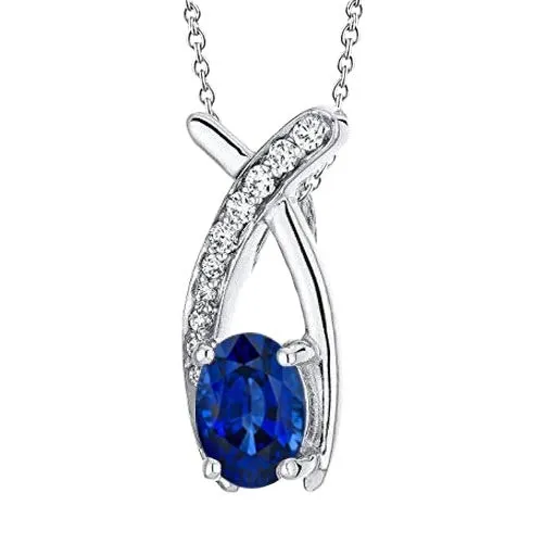 Oval Cut Sri Lankan Sapphire Natural Earth Mined Diamond Pendant White Gold 14K GB Necklaces Oval Cut Sri Lankan Sapphire Natural Earth Mined Diamond Pendant White Gold 14K GB Necklaces