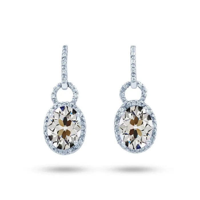 Oval Old Mine Cut Halo Genuine Diamond Drop Earrings 650 Carats 14K Gold HarryChadEntcom Earrings Oval Old Mine Cut Halo Genuine Diamond Drop Earrings 650 Carats 14K Gold HarryChadEntcom Earrings