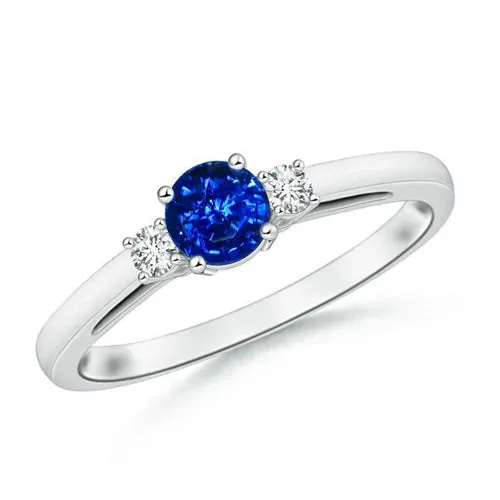 Rings 270 Ct Blue Sapphire And Natural Earth Mined Diamonds Three Stone Ring Gold 14K GB Rings 270 Ct Blue Sapphire And Natural Earth Mined Diamonds Three Stone Ring Gold 14K GB