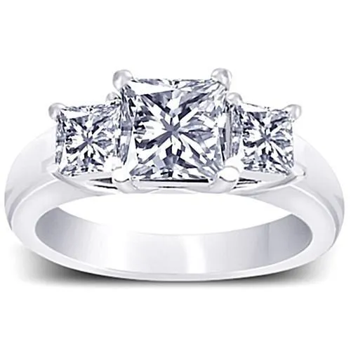 Rings GB 3 Stone Natural Earth Mined Diamond Engagement Ring Princess 181 Carat White Gold Rings GB 3 Stone Natural Earth Mined Diamond Engagement Ring Princess 181 Carat White Gold