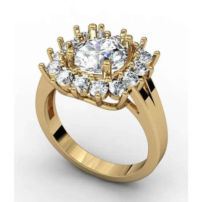 Rings GB 4 Ct Cathedral Setting Round Natural Earth Mined Diamond Wedding Ring Yellow Gold Rings GB 4 Ct Cathedral Setting Round Natural Earth Mined Diamond Wedding Ring Yellow Gold