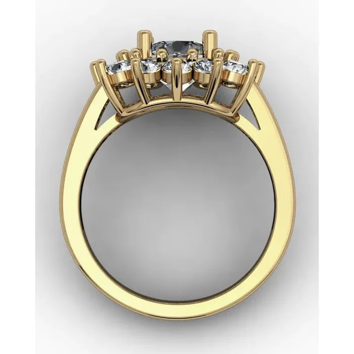 Rings GB 4 Ct Cathedral Setting Round Natural Earth Mined Diamond Wedding Ring Yellow Gold