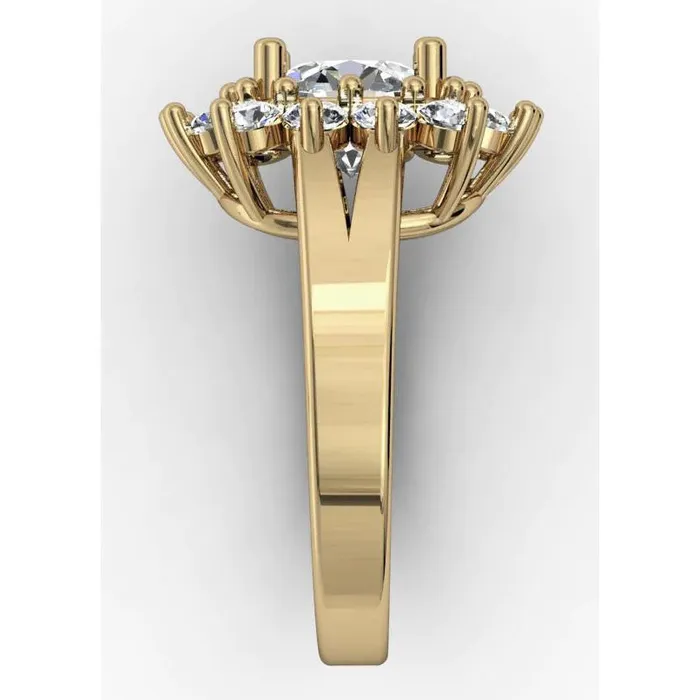 Rings GB 4 Ct Cathedral Setting Round Natural Earth Mined Diamond Wedding Ring Yellow Gold