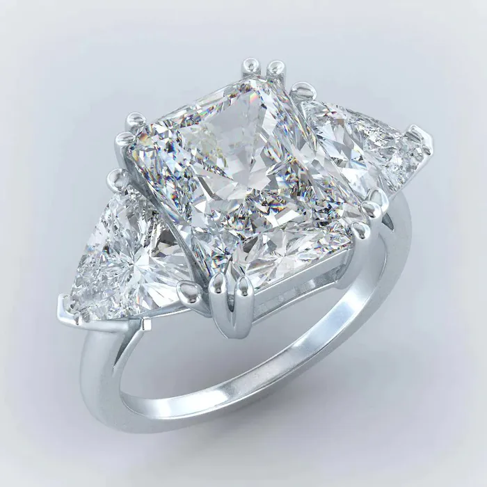 Rings GB Elegant 12 Carat Radiant Trilliant Lab Grown Big Diamond Ring