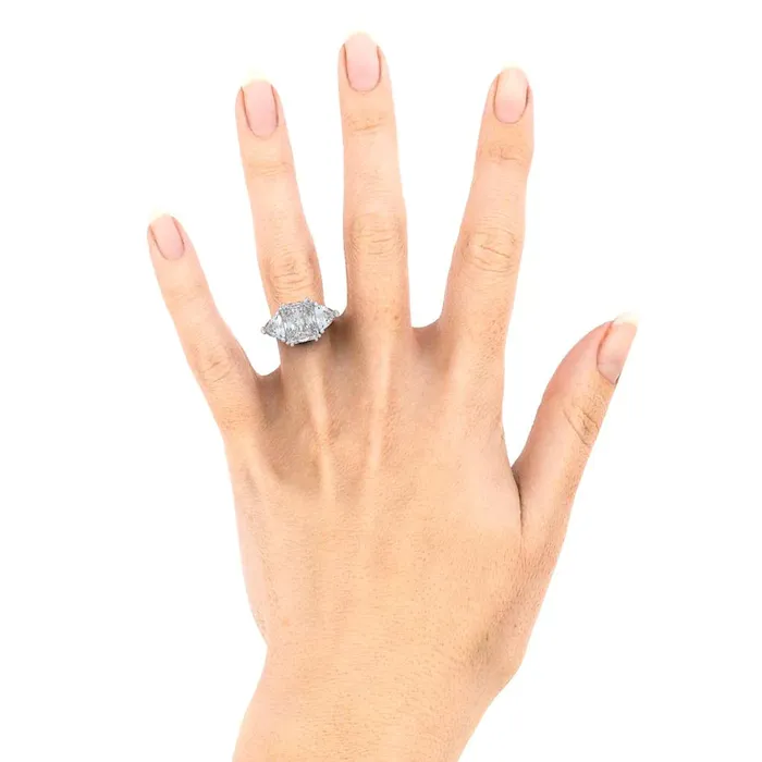 Rings GB Elegant 12 Carat Radiant Trilliant Lab Grown Big Diamond Ring