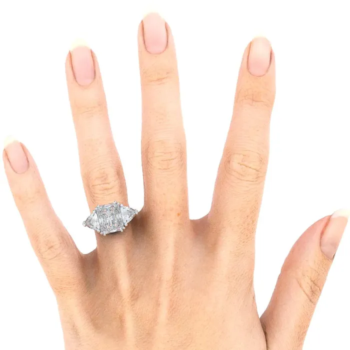 Rings GB Elegant 12 Carat Radiant Trilliant Lab Grown Big Diamond Ring
