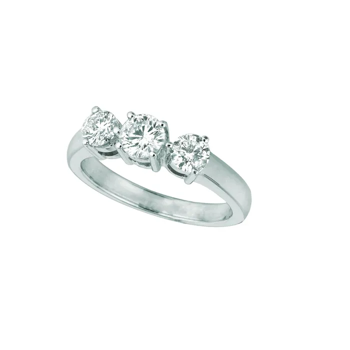 Rings GB Natural Earth Mined Diamond 3 Stones Ring 1 Carat 14K White Gold Jewelry Rings GB Natural Earth Mined Diamond 3 Stones Ring 1 Carat 14K White Gold Jewelry