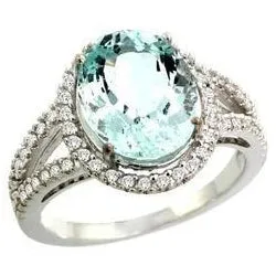 Rings GB Oval Aquamarine And Natural Earth Mined Diamonds 1635 Ct Anniversary Ring White Gold Rings GB Oval Aquamarine And Natural Earth Mined Diamonds 1635 Ct Anniversary Ring White Gold