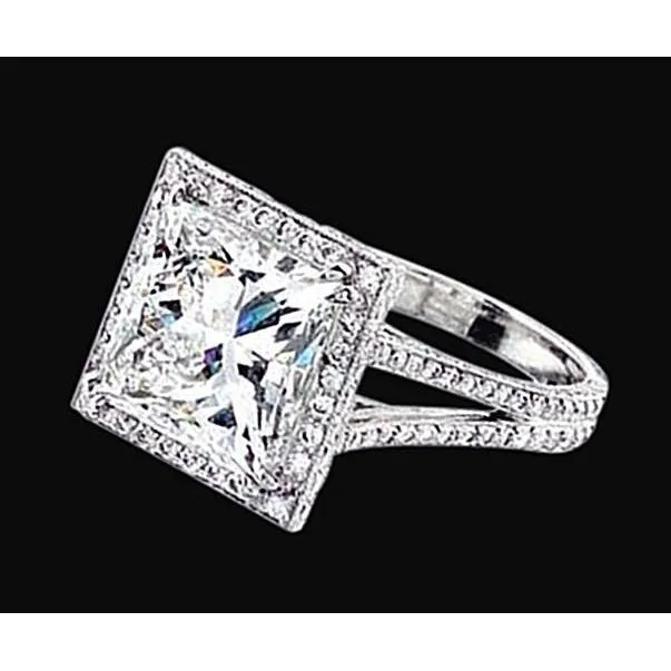 Rings GB Princess Big Center Lab Grown Diamond Double Row Halo Ring 113 Carat White Gold 14K Rings GB Princess Big Center Lab Grown Diamond Double Row Halo Ring 113 Carat White Gold 14K