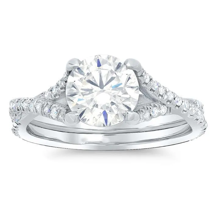 Rings GB White Gold Round Cut 450 Carats Natural Earth Mined Diamond Wedding Ring Twisted Shank Rings GB White Gold Round Cut 450 Carats Natural Earth Mined Diamond Wedding Ring Twisted Shank