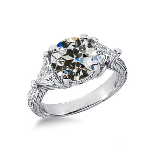 Rings HarryChadEntcom Antique Style 3 Stone Ring Old Mine Cut Trillion Natural Earth Mined Diamond 225 Carats Rings HarryChadEntcom Antique Style 3 Stone Ring Old Mine Cut Trillion Natural Earth Mined Diamond 225 Carats
