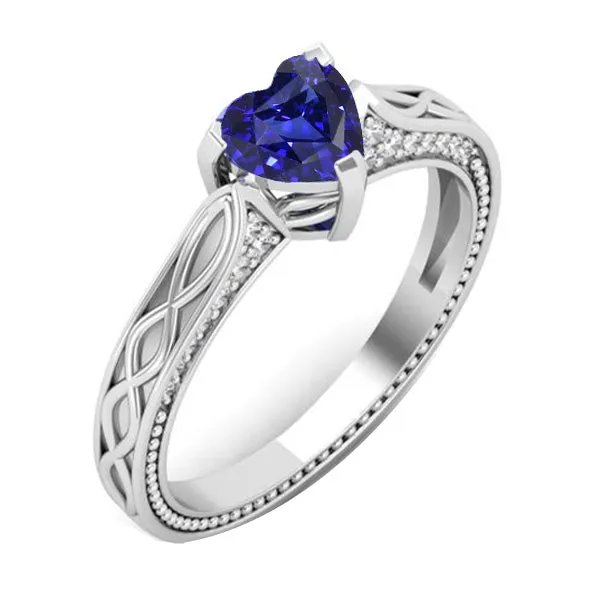 Rings HarryChadEntcom Gemstone Ring Heart Blue Sapphire Antique Style 125 Carats Natural Earth Mined Diamonds Rings HarryChadEntcom Gemstone Ring Heart Blue Sapphire Antique Style 125 Carats Natural Earth Mined Diamonds