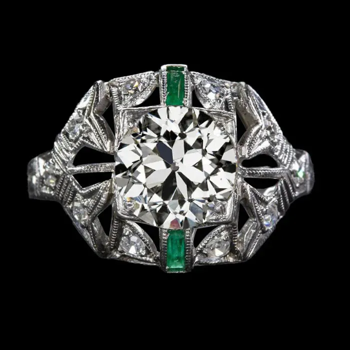 Rings HarryChadEntcom Genuine Vintage Style Art Deco Jewelry New Old Cut Natural Earth Mined Diamond Emerald Ring Rings HarryChadEntcom Genuine Vintage Style Art Deco Jewelry New Old Cut Natural Earth Mined Diamond Emerald Ring
