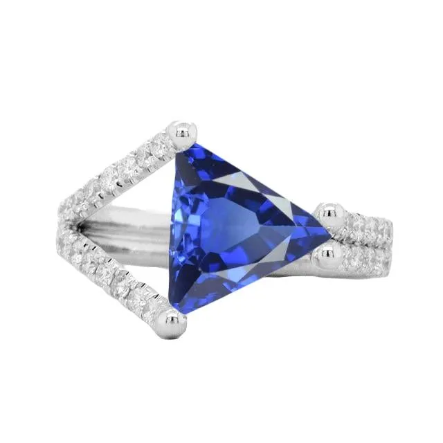 Rings HarryChadEntcom Natural Earth Mined Diamond Engagement Ring Trillion Sapphire Split Shank 3 Carats Rings HarryChadEntcom Natural Earth Mined Diamond Engagement Ring Trillion Sapphire Split Shank 3 Carats