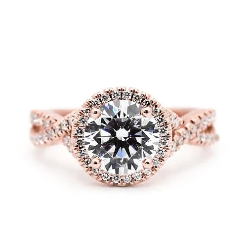 Rings HarryChadEntcom Natural Earth Mined Diamond Halo Engagement Ring 250 Carats Round Accented Rose Gold 14K Rings HarryChadEntcom Natural Earth Mined Diamond Halo Engagement Ring 250 Carats Round Accented Rose Gold 14K
