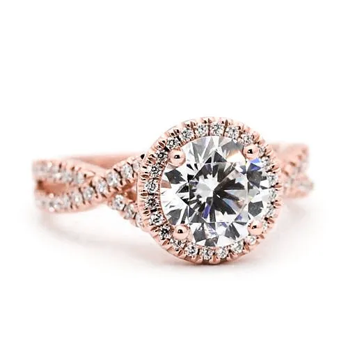 Rings HarryChadEntcom Natural Earth Mined Diamond Halo Engagement Ring 250 Carats Round Accented Rose Gold 14K Rings HarryChadEntcom Natural Earth Mined Diamond Halo Engagement Ring 250 Carats Round Accented Rose Gold 14K