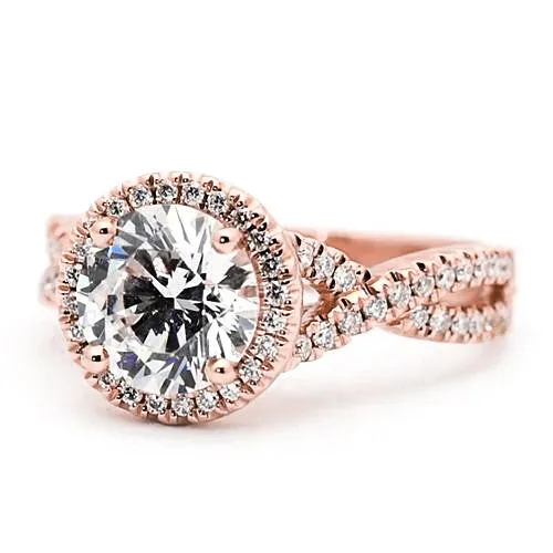 Rings HarryChadEntcom Natural Earth Mined Diamond Halo Engagement Ring 250 Carats Round Accented Rose Gold 14K Rings HarryChadEntcom Natural Earth Mined Diamond Halo Engagement Ring 250 Carats Round Accented Rose Gold 14K