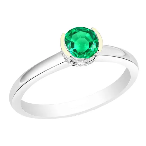 Rings HarryChadEntcom Solitaire Ring Green Emerald Half Bezel Gemstone Jewelry Rings HarryChadEntcom Solitaire Ring Green Emerald Half Bezel Gemstone Jewelry