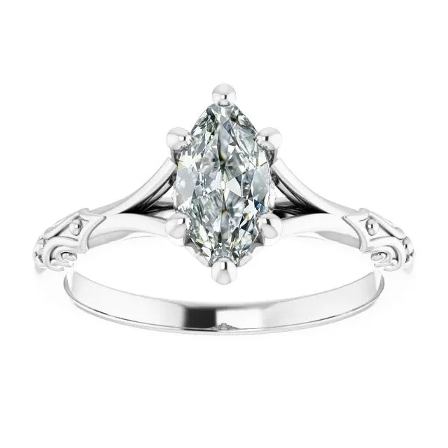 Rings HarryChadEntcom White Gold Marquise Old Mine Antique Style Natural Diamond Ring 1 Carat Rings HarryChadEntcom White Gold Marquise Old Mine Antique Style Natural Diamond Ring 1 Carat