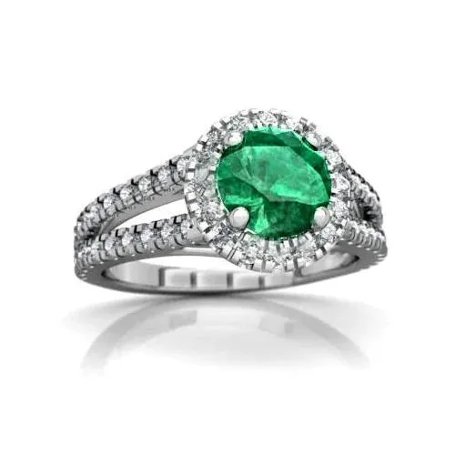 Rings Round Cut 380 Ct Green Emerald And Natural Earth Mined Diamonds Wedding Ring Gold White 14K GB Rings Round Cut 380 Ct Green Emerald And Natural Earth Mined Diamonds Wedding Ring Gold White 14K GB