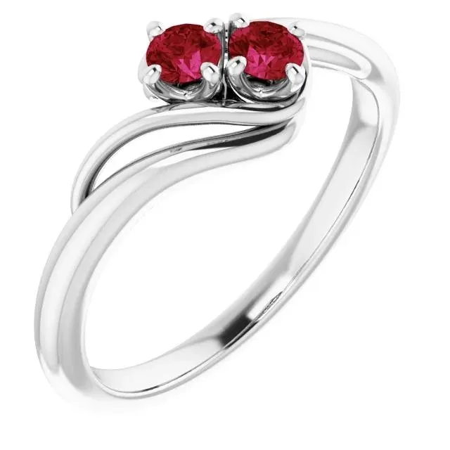 Rings Two Stone 1 Carat Ruby Ring White Gold 14K GB