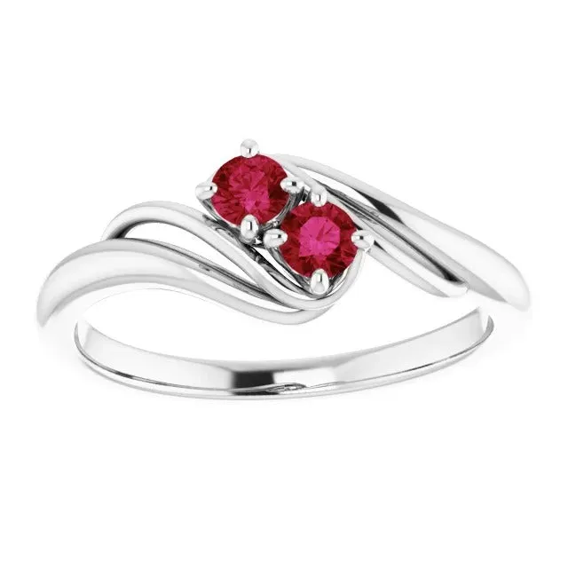 Rings Two Stone 1 Carat Ruby Ring White Gold 14K GB Rings Two Stone 1 Carat Ruby Ring White Gold 14K GB