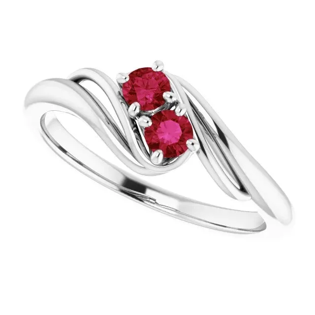 Rings Two Stone 1 Carat Ruby Ring White Gold 14K GB Rings Two Stone 1 Carat Ruby Ring White Gold 14K GB