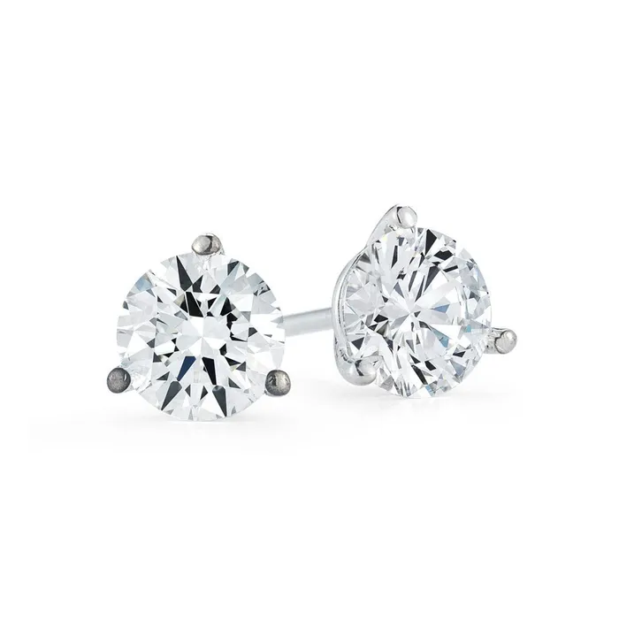 Round Cut Solitaire Natural Earth Mined Diamond Stud Earring White Gold 14K 110 Carats GB Earrings