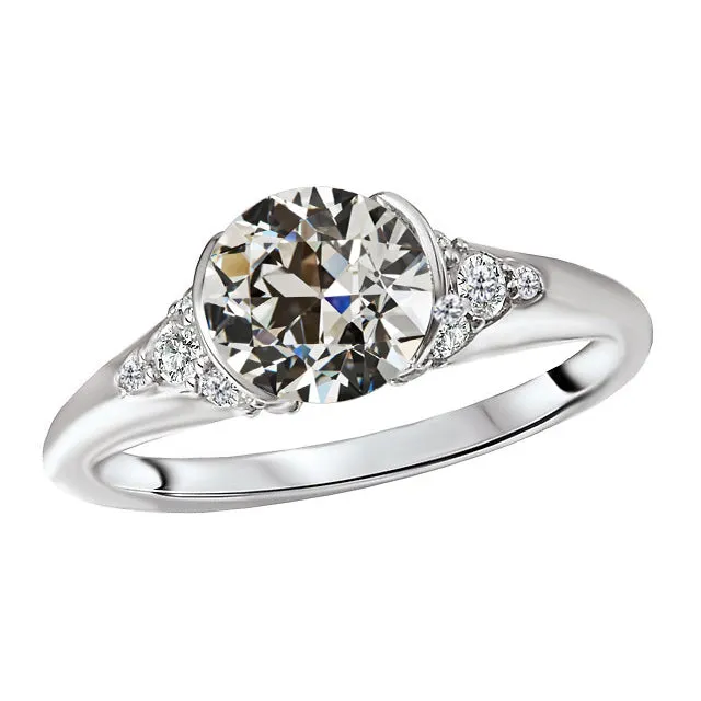 Round Old Mine Cut Real Natural Earth Mined Diamond Ring Half Bezel Set 14K Gold 3 Carats HarryChadEntcom Rings Round Old Mine Cut Real Natural Earth Mined Diamond Ring Half Bezel Set 14K Gold 3 Carats HarryChadEntcom Rings