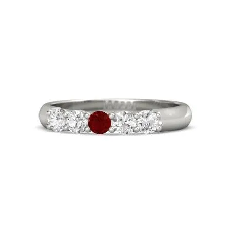 Round Ruby And Natural Earth Mined Diamond Ring 150 Carats White Gold 14K Jewelry GB Rings