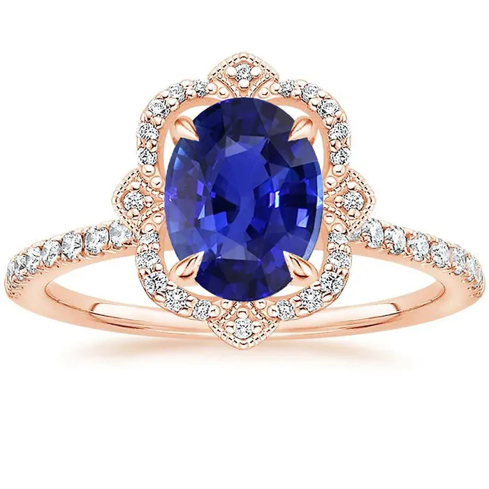 Royal Blue Cornflower Sapphire Rose Gold Ring HarryChadEntcom Rings