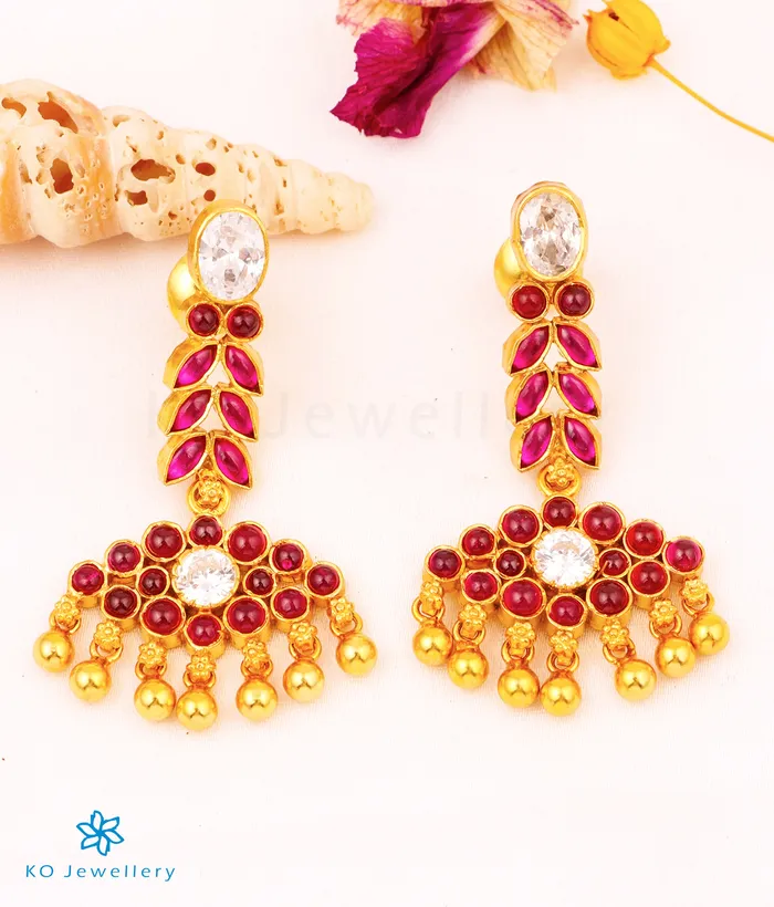 Silversmith Earrings The Varsha Silver Kempu Earrings RedWhite