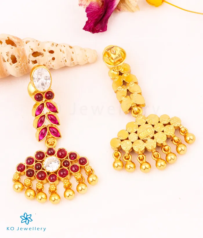 Silversmith Earrings The Varsha Silver Kempu Earrings RedWhite