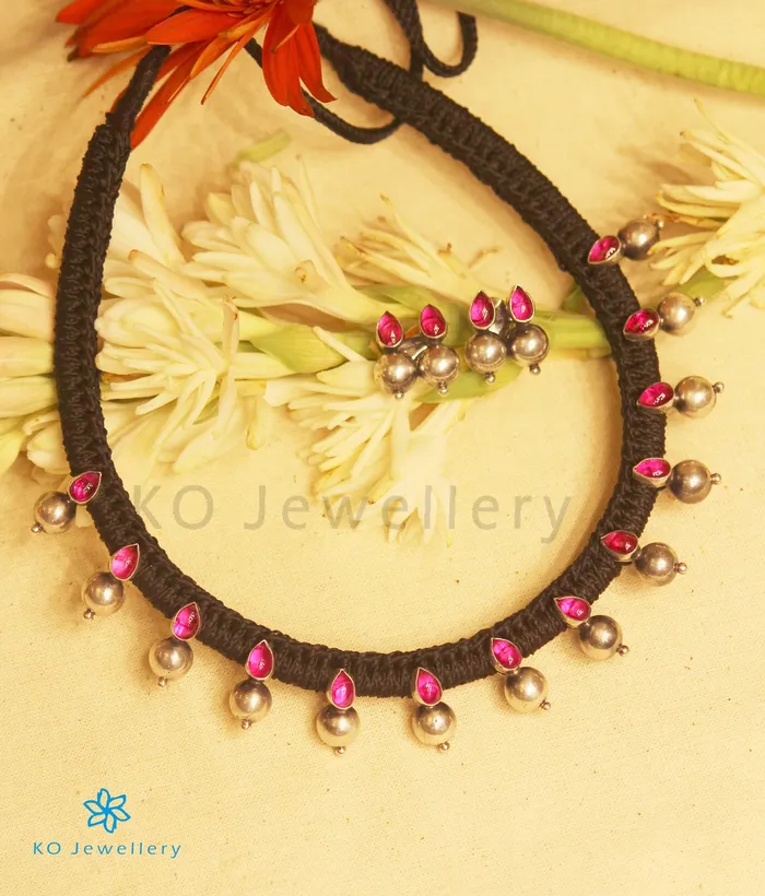 Silversmith Necklaces The Pahal Silver Choker Necklace RedOxidised