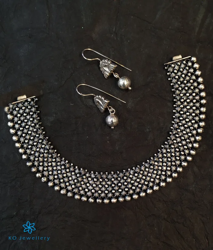 Silversmith Necklaces The Sahitya Antique Silver Necklace Oxidised