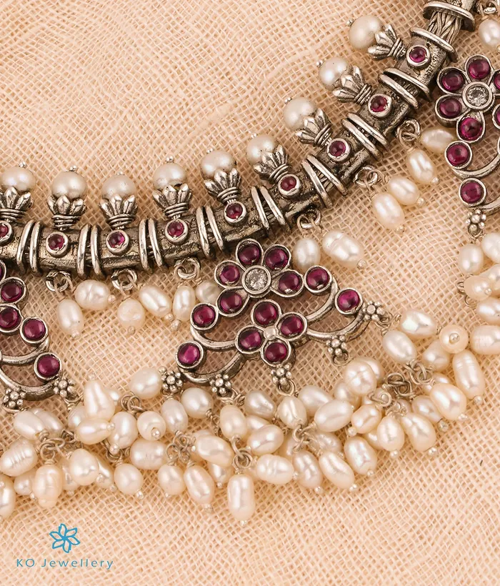 Silversmith Necklaces The Tarasara Silver Guttapusalu Necklace Oxidised
