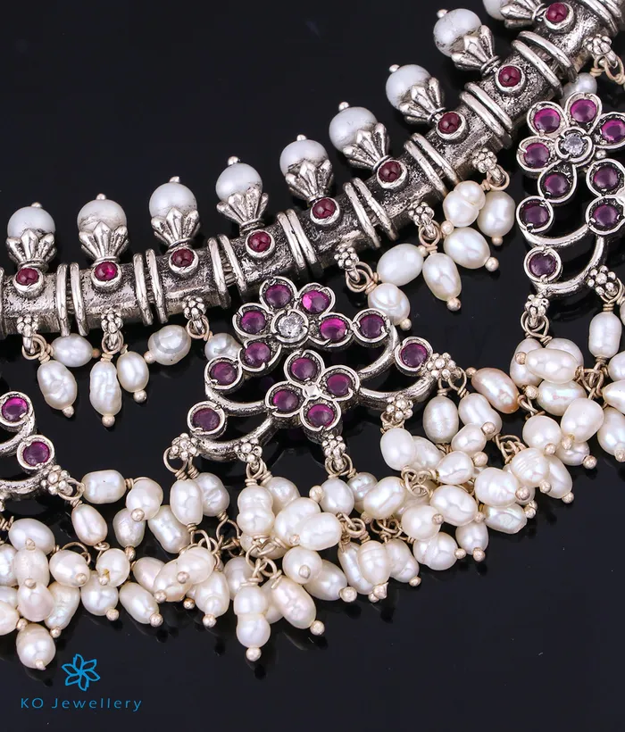 Silversmith Necklaces The Tarasara Silver Guttapusalu Necklace Oxidised