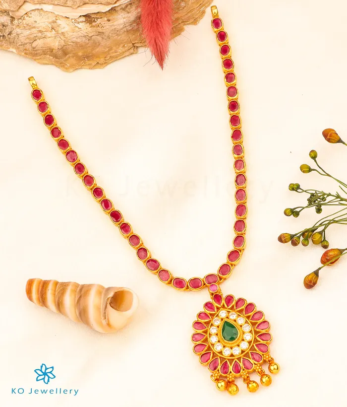 Silversmith The Padmaja Silver Kempu Necklace Necklaces