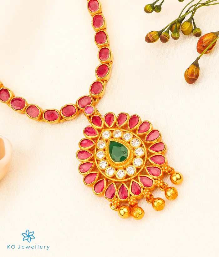 Silversmith The Padmaja Silver Kempu Necklace Necklaces