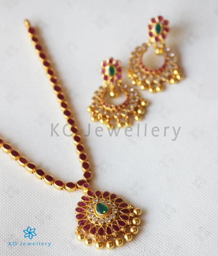 Silversmith The Padmaja Silver Kempu Necklace Necklaces