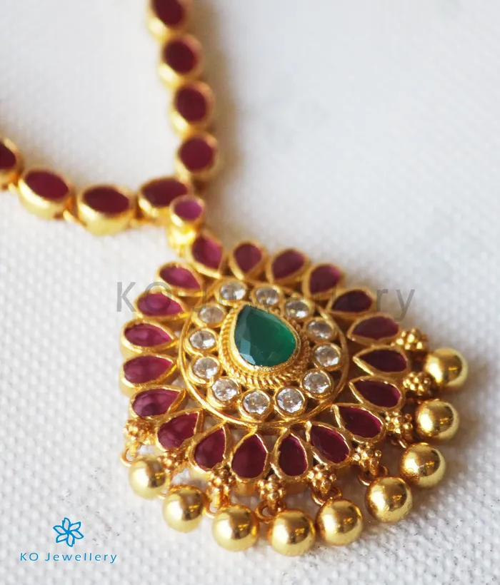 Silversmith The Padmaja Silver Kempu Necklace Necklaces