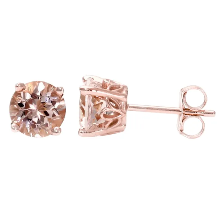 Solitaire Morganite 13 Carats Women Studs Earrings Gold Rose 14K GB Earrings Solitaire Morganite 13 Carats Women Studs Earrings Gold Rose 14K GB Earrings