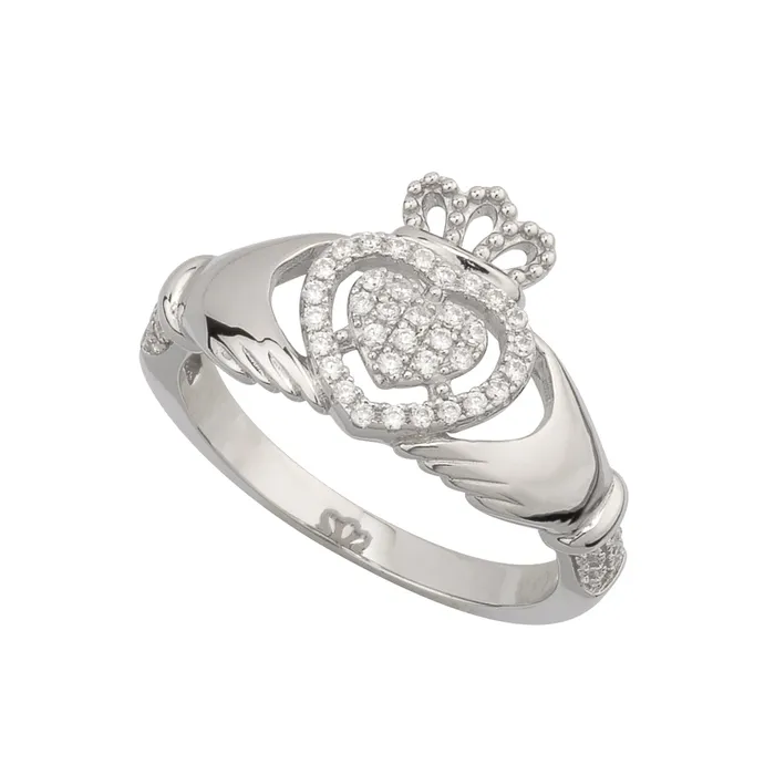 Solvar Rings Solvar Sterling Silver Cz Claddagh Ring Size 410