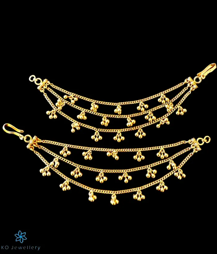 The Gejje Silver Ear chain 3 layers Silversmith Earrings