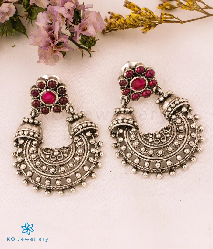 The Hritika Silver Chandbali EarringsOxidised Silversmith Earrings