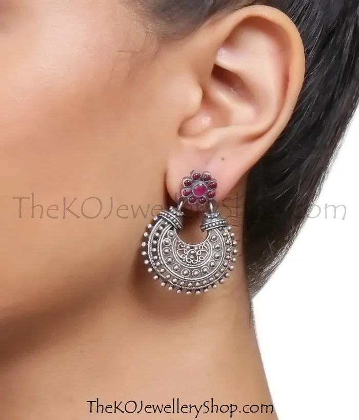 The Hritika Silver Chandbali EarringsOxidised Silversmith Earrings