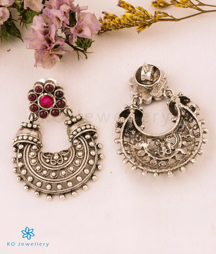 The Hritika Silver Chandbali EarringsOxidised Silversmith Earrings
