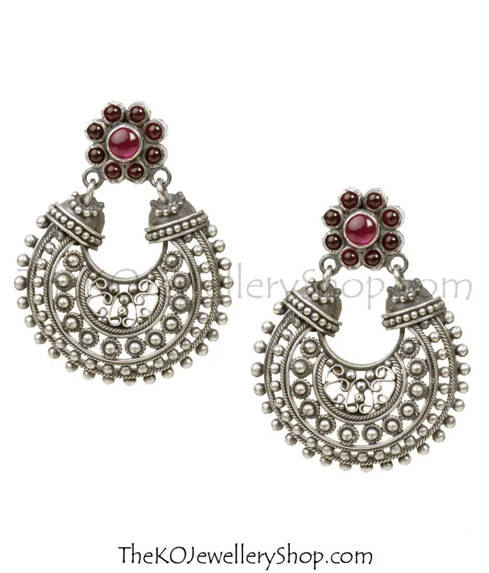 The Hritika Silver Chandbali EarringsOxidised Silversmith Earrings